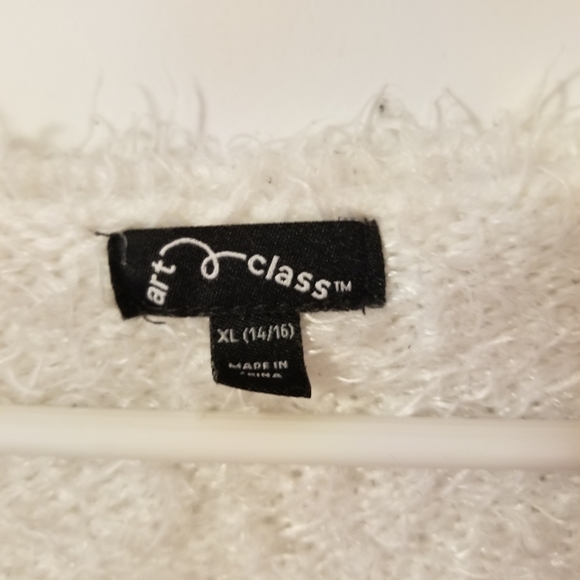 Art Class Girl's Three-Colored Open Front Knit Cardigan - Picture 2 of 2